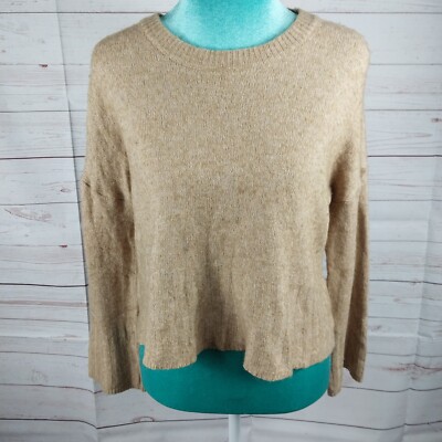 Madewell Cropped Sweater Womens Size Small Beige Oatmeal Wool Alpaca Blend