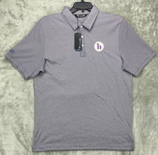 NWT Travis Mathew Men's Golf Polo Shirt Pinstripe Gray Short Sleeve Size XL