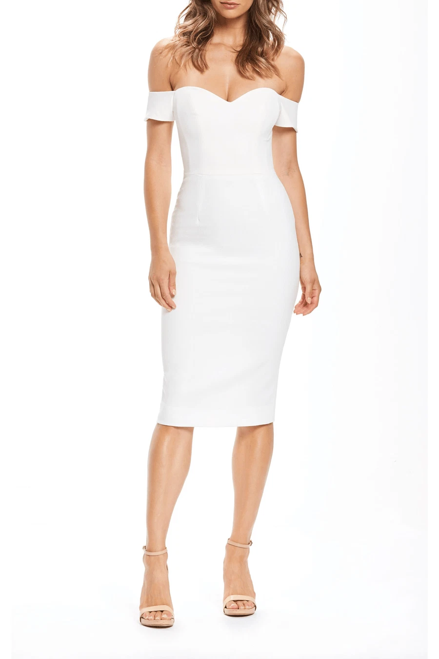 OFF WHITE NUOVO ABITO LA POPOLAZIONE Off White BAILEY Off The Shoulder BODY CON ABITO MIDI