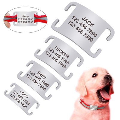 Slide-on Engraved Pet Dog Tag Stainless Steel Personalised Cat ID Collar Tags