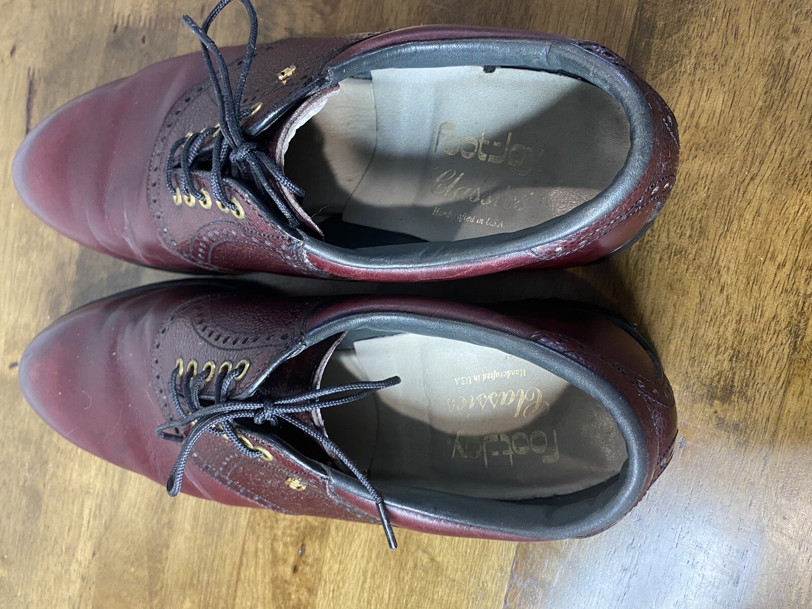 FootJoy Classics 9C Brown/Red spikeless Leather Golf Shoes Made In USA