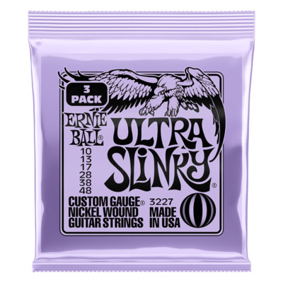 Ernie Ball 3er-Pack 10-48 Ultra Slinky nickelumwundene Saiten für E-Gitarre 3227