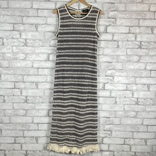 J.CREW NWT Collection Crochet Stripe Black and White Midi Dress SMALL CA706