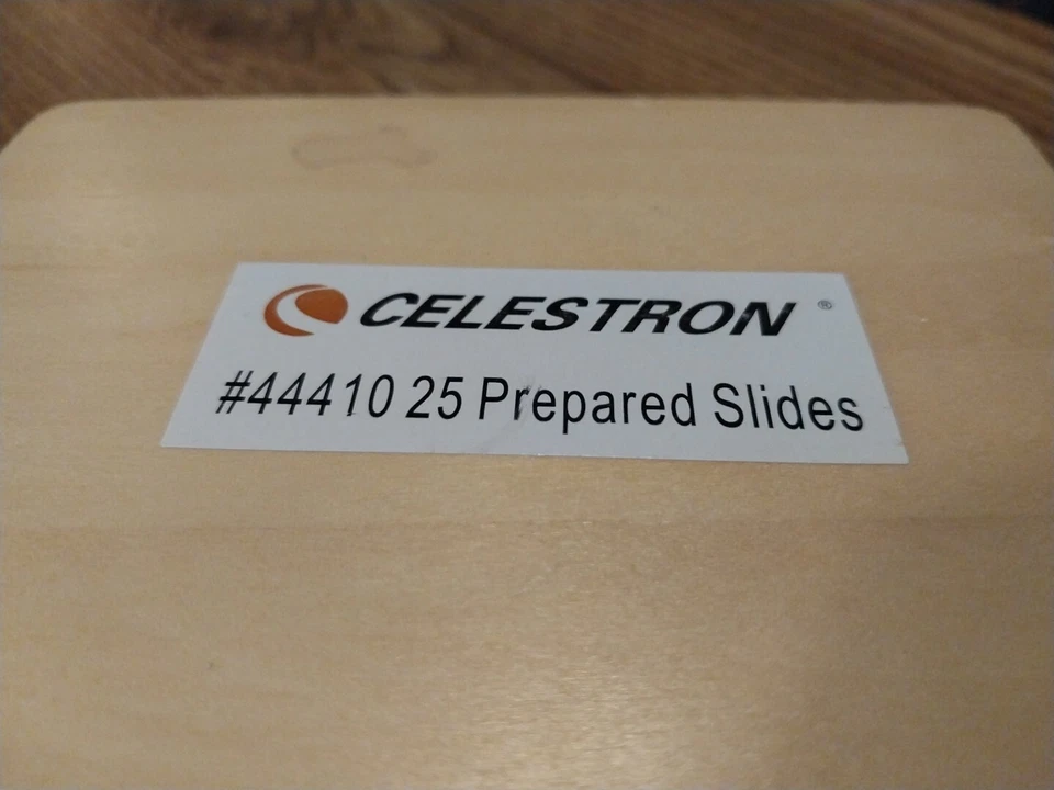 25 Prepared Microscope Slides w Guide and Wood Case Celestron 44410 Missing 4 - Image 2 of 4