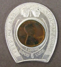 1946 LINCOLN CENT penny encased coin HAROLD'S CLUB RENO Nevada good luck wb