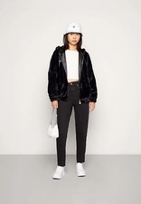 Ellesse Zip Jacket Hooded Fleece Faux Fur Black Giovanna 14uk