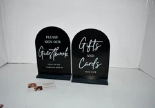 KOSKIMER 2Pcs Wedding Signs, 5"x7" Black Acrylic Signs– NWT
