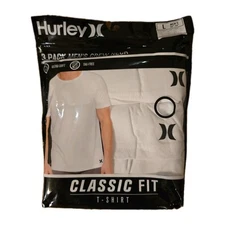 3 PACK HURLEY MENS CLASSIC FIT T-SHIRT ULTRA SOFT TAG FREE - White SZ Large