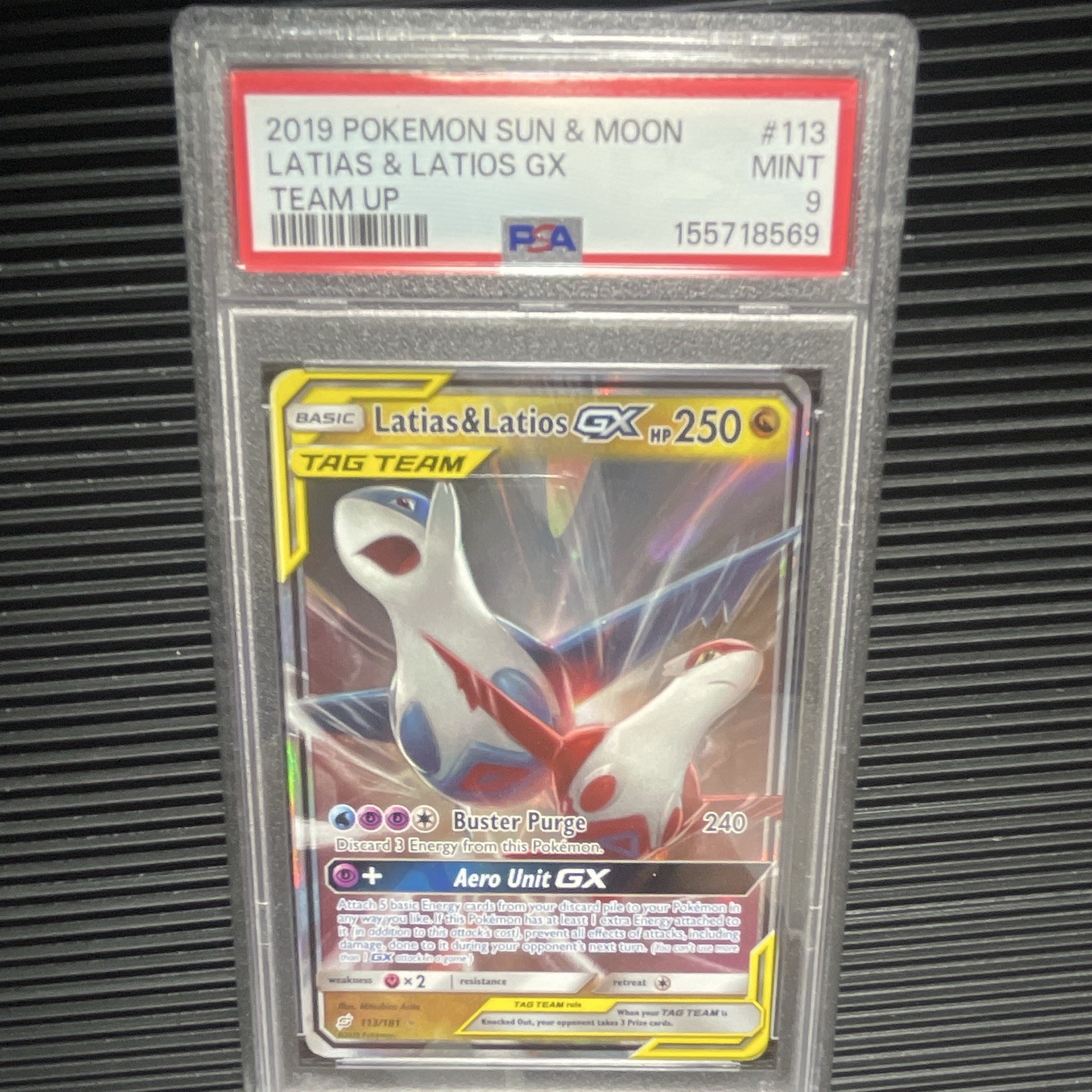 Pokemon TCG Latias & Latios GX Sm-Team Up EN PSA 9 Holo 2019 113/181