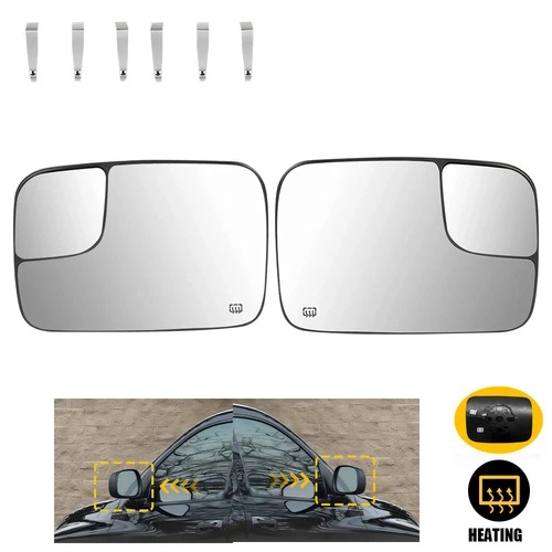 2X Front LH&RH Heated Mirror Glass for DODGE RAM 1500 2500 3500 PICKUP 2005-2008
