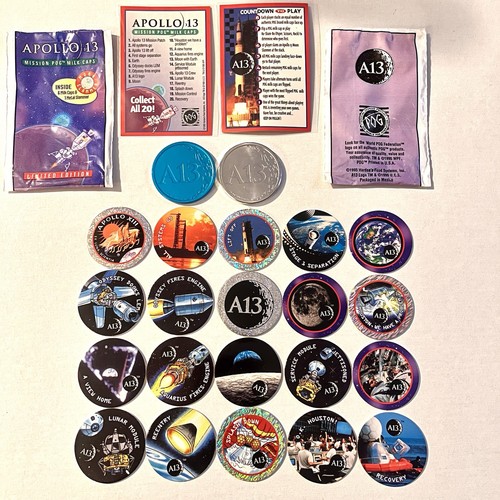 Apollo 13 *COMPLETE POG SET* Pogs 1 - 20 Plus Silver & Blue Slammer - Hardee’s