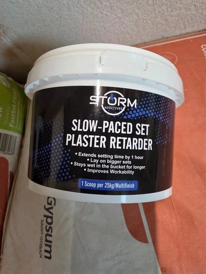 STORM ADDITIVES 1KG Slow-Paced Set Plaster Retarder Extra Time Slowset 1kg