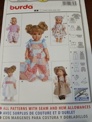 Burda 8308 Doll Clothes Dress Jumpsuit Pants 12'' 14'' and 16'' 18'' Dolls Pattern