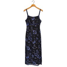 Y2K Sleeveless Maxi Dress Floral Navy Size L Fairy Grunge Whimsygoth Romantic