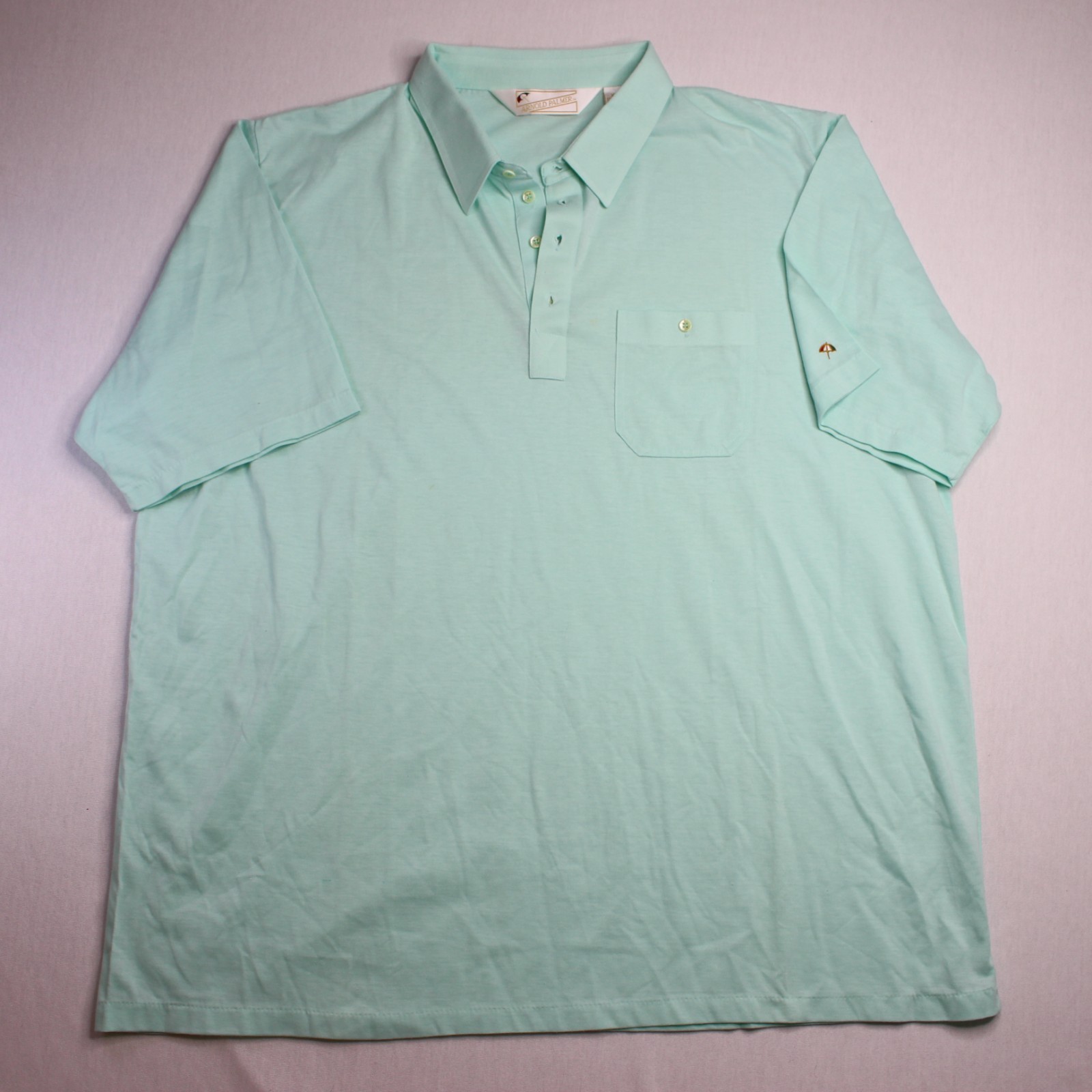 Vintage Arnold Palmer Light Green Golf Pocket Polo Shirt 3X Big & Tall 80s 90s