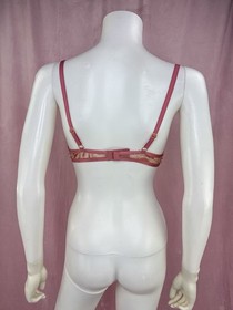 Iris Van Herpen Aubade Paris Womens Red Gold Mesh Unlined Bra Size 34B Floral