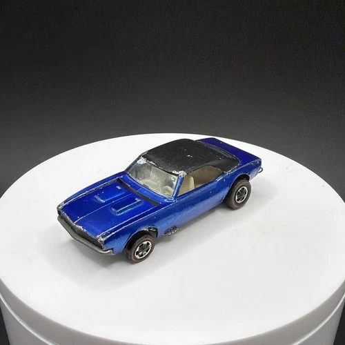 Vintage Hot Wheels Redline Custom Camaro Painted Tail Tab Base White Interior