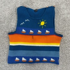 Outlander 100 Wool Nautical Vest Sun Sailboat Seagulls Kids Size L