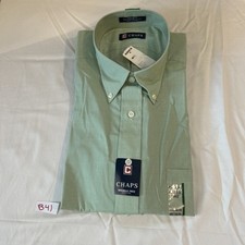 Chaps Shirt Mens Large Busines  16 1/2 34/35 Button Down Dress Green Long Cotton