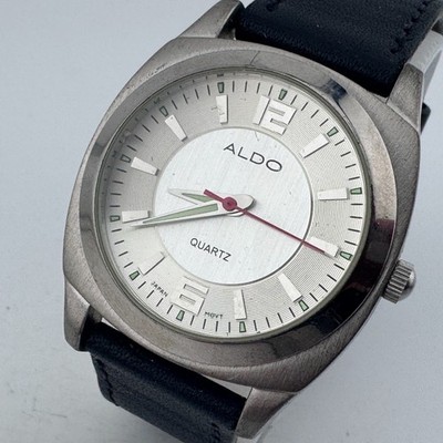 Aldo Quartz Watch Men 37mm Silver Leather Japan Movt Analog New Battery