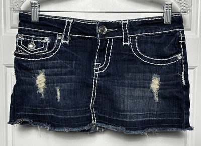 LA Idol New Fashion Y2K Distressed Cutoff Mini Skirt- Women's Small