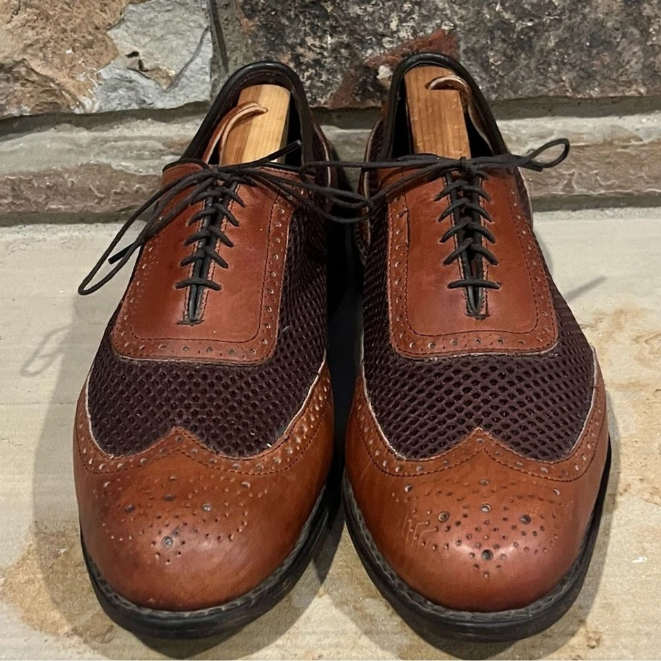 Zapato de Golf Allen Edmonds Honor Collection Doble Águila Cuero Marrón Estilo Oxford Foto 2 de 4