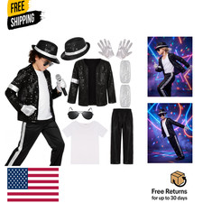 Kids Dance Star Costume for Boys 80s 90s Pop Stage Outfits for Halloween