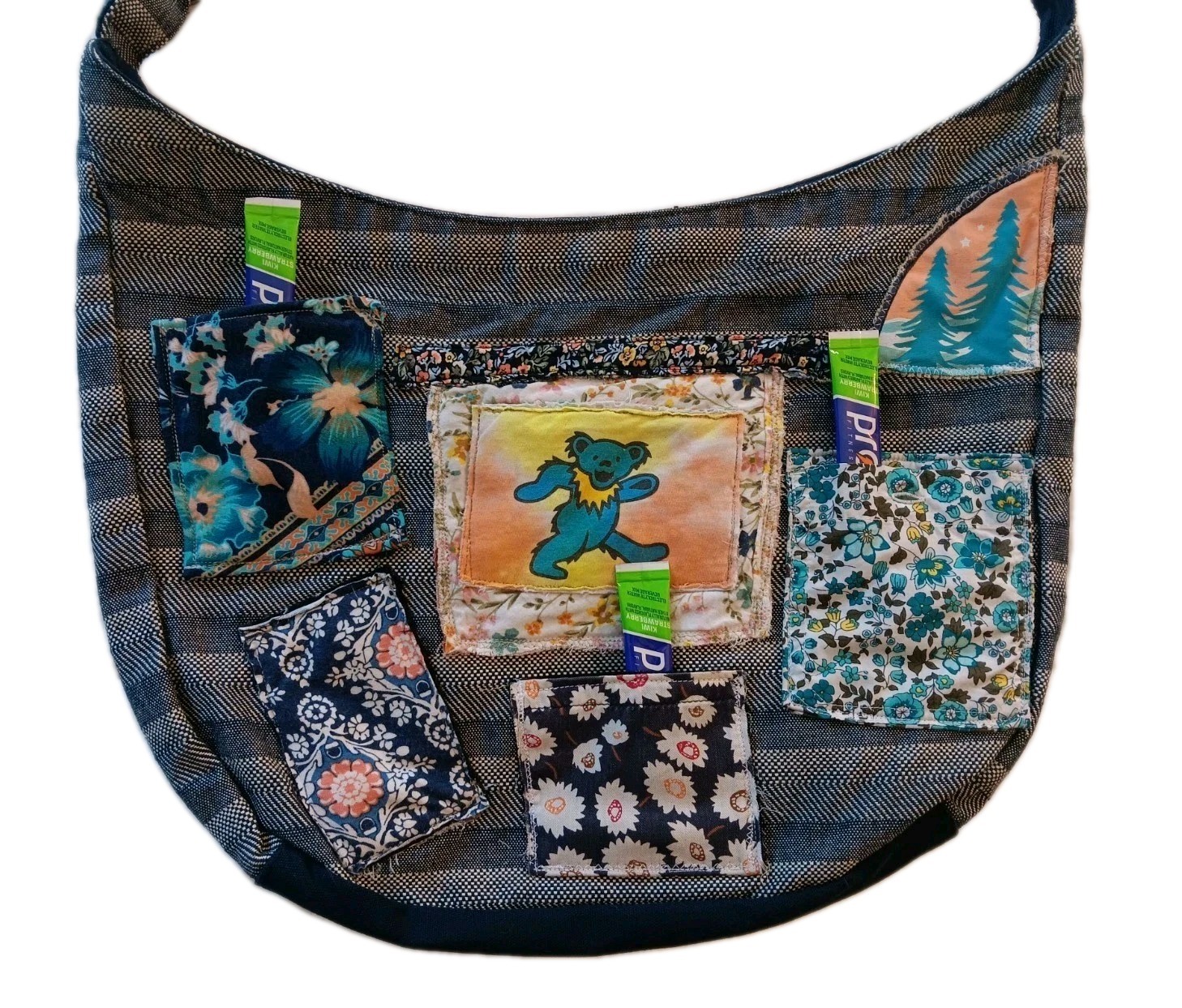 OOAK Patchwork CrossBody Tote Bag Dancing Bear Ha… - image 8