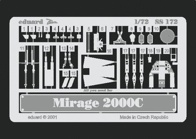 Eduard SS172 1/72 Mirage 2000C Zoom Photo-Etch for Italeri