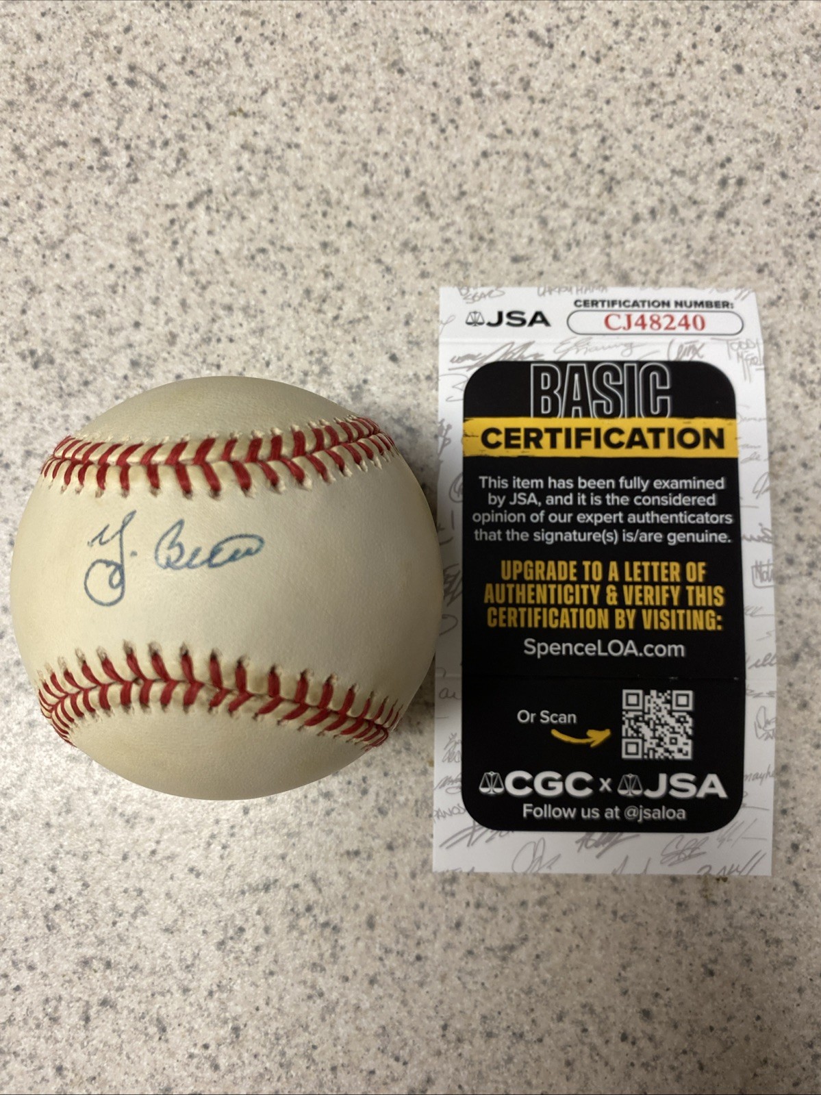 Yogi Berra Autographed Signed AL Rawlings Ball JSA CM1080 