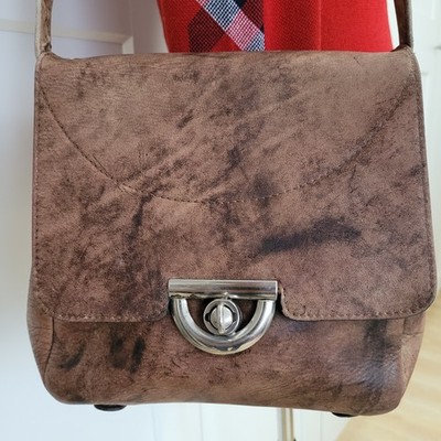 Goldpfeil Vintage Modell Echtleder Schultertasche Turnlock Cognac Top