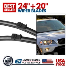 Black Premium All Season Wiper Blades size 24"&20" Windshield Front Right & Left