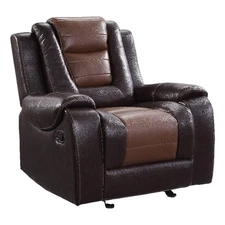 Istro 39 Inch Manual Recliner Chair- Gliding- 2 Tone Brown Faux Leather