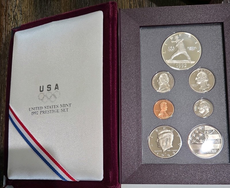 1992-S US Mint Prestige Proof Set US Olympic Baseball Silver Dollar Box  OGP