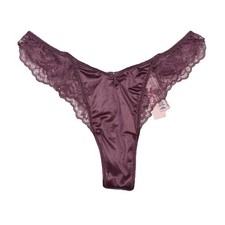 Victoria's Secret Rose Lace-Trim High-Leg Thong Panty Purple Vapor Size Large
