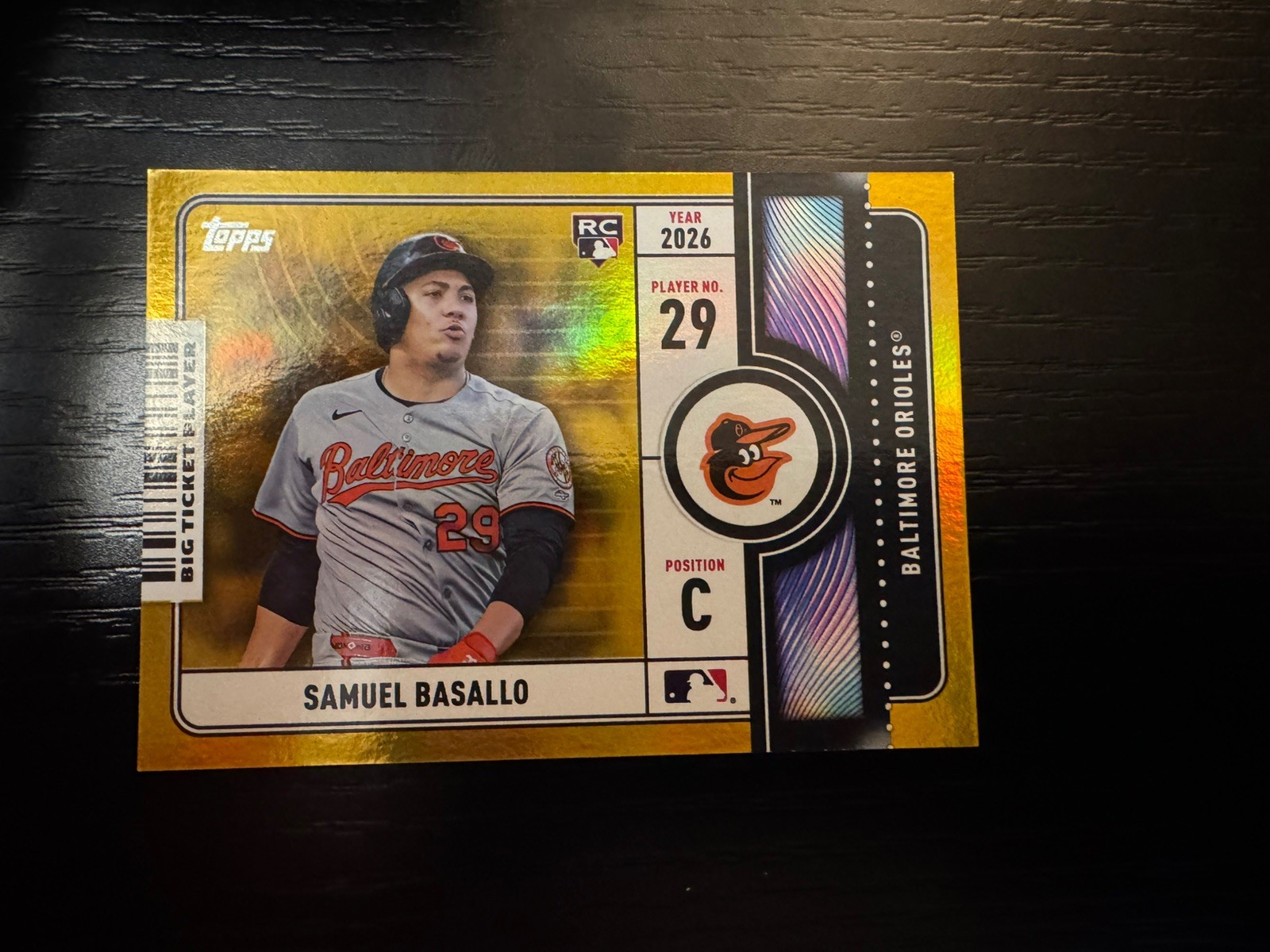 2026 Topps Series 1 Samuel Basallo Rookie Big Ticket Players Gold Foil #37/50
