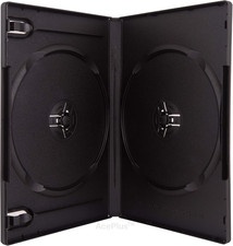 10 Pk Double 2-Disc DVD Cases, 14mm, Black, Side-by-Side