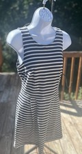 Ann Taylor Loft Sz 6 Zip Back Closure Navy/White Tank Cotton Dress K-158