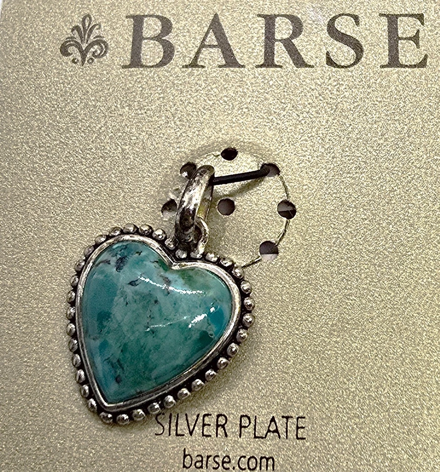 Colgante en forma de corazón turquesa Arizona genuina placa de plata BARSE 1" - Nuevo Foto 3 de 3