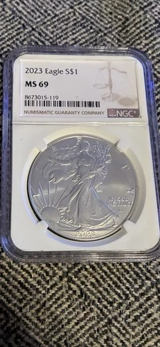 2023 $1 American Silver Eagle NGC MS69 Brown Label