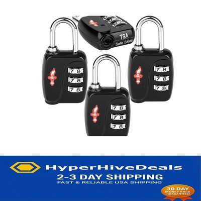 4x TSA Approved Luggage Lock Travel 3 Digit Combination Suitcase Padlock Reset