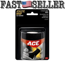 ACE Brand Athletic Wrap 3"x80" Self-Adhering Sports Tape Roll, Black