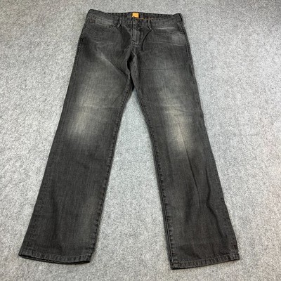Hugo Boss Orange Herren Jeans Regular Straight 34 32 Dark Wash Grau Baumwolle Knopf
