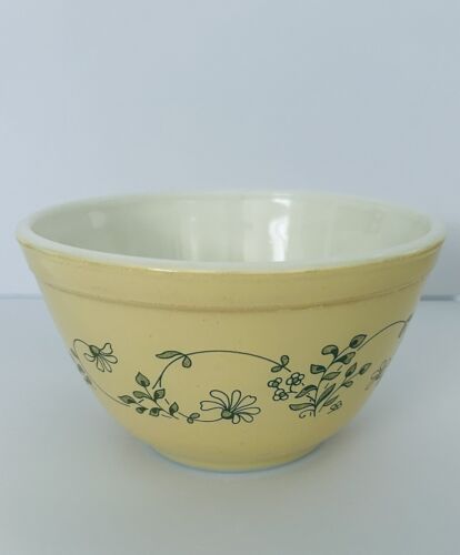 Vintage Pyrex 2er Set Shenandoah gelb verschachtelte Rührschüsseln #S 401/402 - Bild 2 von 11