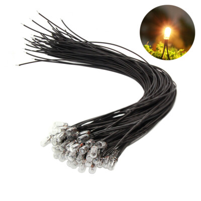 50pcs Clear 4mm 12V 70mA Mini Bulbs Pre-Wired Grain of Wheat Bulbs Warm White