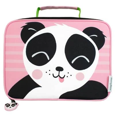 Panda Lunch Bag Kids Girls Lunchbox Picnic Accessories Pink Stripes