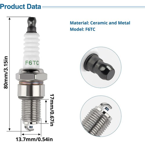 Zündkerze Ersetzt für F6TC F6RTC BP6ES für Rasenmäher Rasentraktoren Generator - Bild 5 von 17