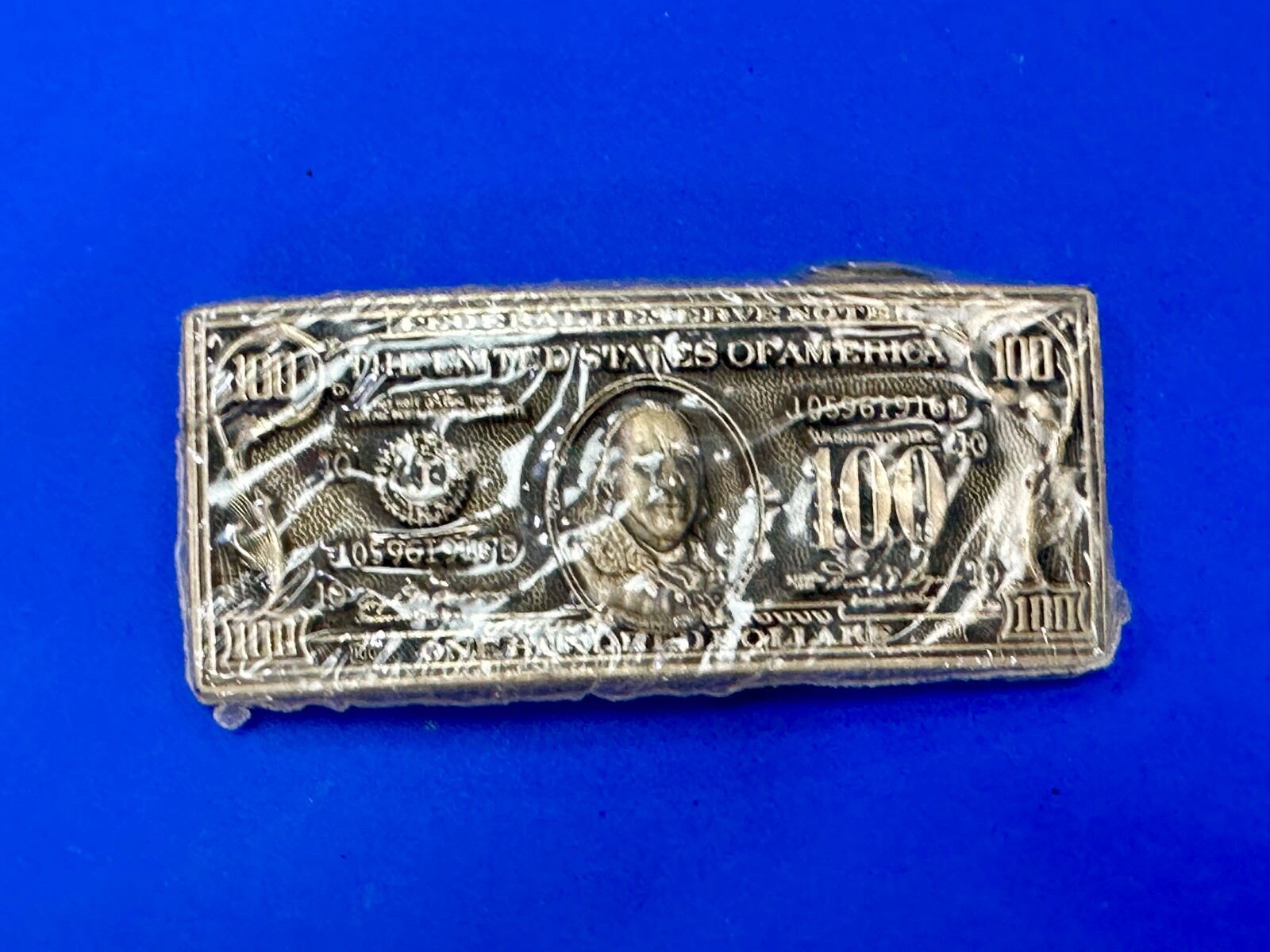 100 Dollar Bill Benjamin Solid Brass Nos Belt Buc… - image 2