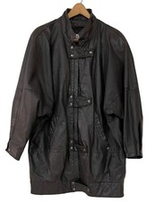 Vintage The Leather Warehouse 80's Black Leather Oversized Jacket Zip Snap Sz 16