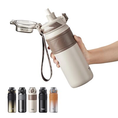 24 Oz Insulated Water Bottle With Straw Leak Proof Stainless Steel Double Wall V